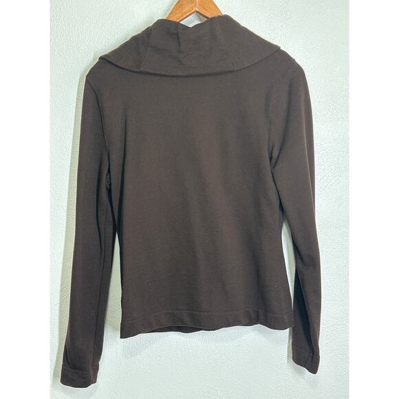 LRL Lauren Jersey Cardigan Blazer S Brown Leather Buckle Preppy Equestrian - Picture 7 of 13